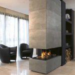 Wood fireplace Room Divider 001
