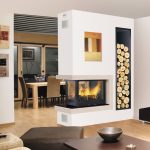 Wood fireplace Room Divider 006