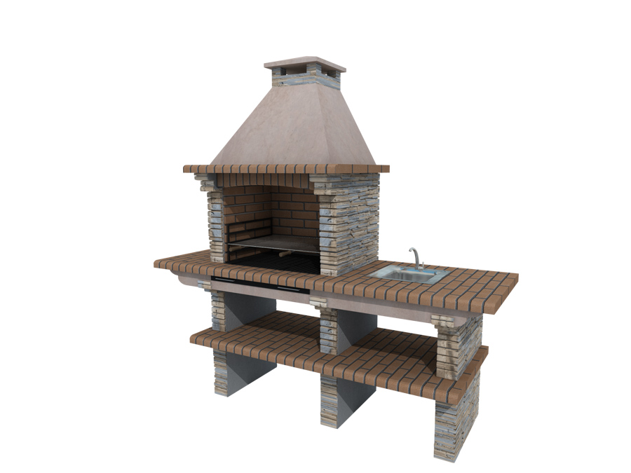 404_bbq.jpg BARBECUE-BRCMTS PORTUGAL Brick BBQ 191 Berlin Preto Right Bench - Image 1