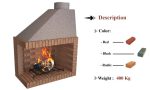 Wood Open - Bricks firebox CORNER  100cm